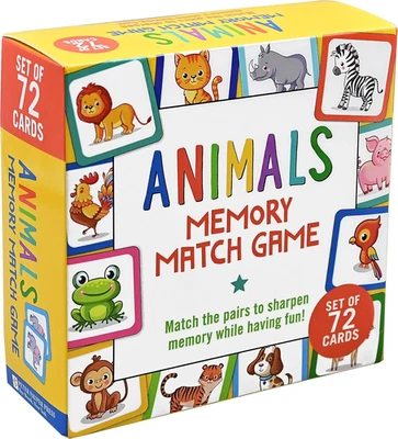 Animals Memory Match Game Set of 72 Cards Hardcover  - image 1 of 4