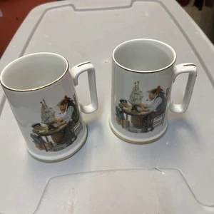 Vintage 2er Set Norman Rockwell Kaffeetassen - For A Good Boy & The Cobbler - Bild 1 von 2