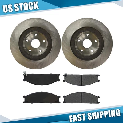 Front Brake Rotors + Ceramic Brake Pads for 1992 - 1995 1996 1997 Subaru SVX - Image 1 of 4