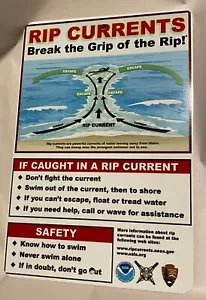 RIP CURRENTS Ozean Strandhaus Warnung Rip Gezeiten 8x12" Metallschild - Bild 1 von 1