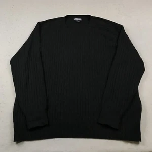 Suéter DE COLECCIÓN Lands End Para Hombres XL Negro Acanalado 100% Cachemira Cuello Redondo Tejido - Imagen 1 de 9