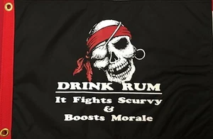Bebida Ron Lucha Escorbuto PIRATA Bandera Novedad Regalo 12x18 Ojales 2 Caras #019 - Imagen 1 de 2
