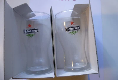 Bicchieri birra da collezione Heineken da 0,25 l 2pz Pub Birra con box originale - Immagine 1 di 3