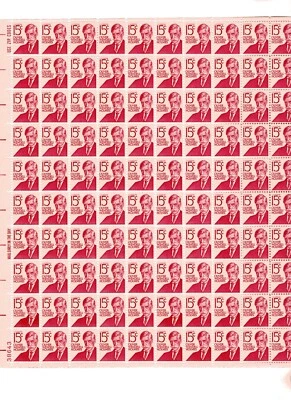 EE. UU. HOJA DEFINITIVA DE 100 SCOTT#1288 1968 15ct OLIVER WENDELL HOLMES P#38643 Foto 1 de 2