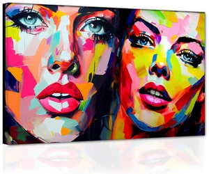 Two Faces art Pop Modern 2023 Bild Top XXL Mega Wandbild Aktuell Kunstwerk FC120 - Picture 1 of 2