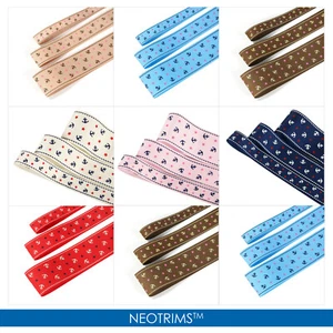 Nautical Anchor Stars Pattern Design Grosgrain Ribbon Trim,16,25,38mm, Neotrims - Picture 1 of 9