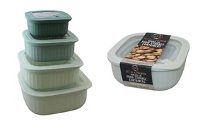 Set of 4 BPA-Free Square Food Storage Containers Vented Lids Assorted Sizes, Mic - Picture 1 of 5