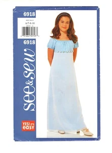Girl's Formal, Ankle Length, A-Line Dress Butterick 6918 Size 7-8-10, Uncut F/F - Picture 1 of 4