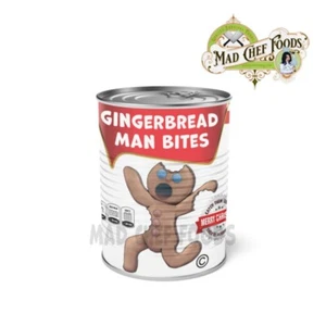 DIVERTIDA NAVIDAD Pan de Jengibre Hombre Mordeduras Lata Etiqueta STOCKS STUFFER Mordaza Santa 4PK - Imagen 1 de 3
