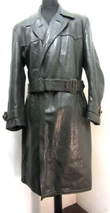 VINTAGE WW2 GERMAN LUFTWAFFE OFFICERS LEATHER TRENCH COAT JACKET SIZE UKM - Picture 1 of 21