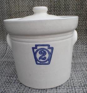 PFALTZGRAFF #2 YORKTOWNE KEYSTONE STONEWARE MEDIUM CANISTER WITH LID - Picture 1 of 7