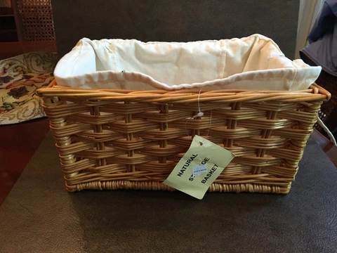 HONEY WILLOW  STORAGE BASKET 12 X 81/4 X 5 1/2 CANVAS LINER BY WICKERWARE Cover