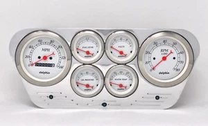 1953 1954 1955 Ford Truck 6 Gauged Dash Panel Cluster Set Billet Insert White - Picture 1 of 8