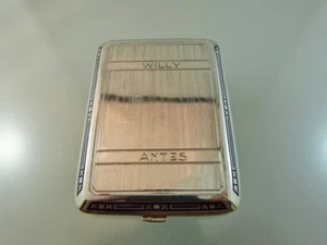 ART DECO CIGARETTE CASE SILVER & BLUE ENAMEL  .900 BY YUGOSLAVIA MAKER MONO'S - Picture 1 of 9