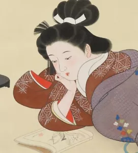 Geisha JAPANESE PAINTING HANGING SCROLL JAPAN Old Art VINAGE BEAUTY Japan 456r - Picture 1 of 9