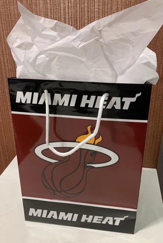 Miami Heat Official NBA 13 Inch X 10 Inch Glossy Gift Bag W/ White Gift Paper! Cover