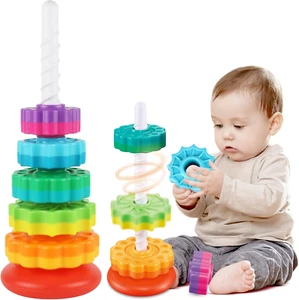 Baby Stacking Toys for Toddlers, Spinner Ring Stacker - Montessori Toys, Autism - Picture 1 of 14