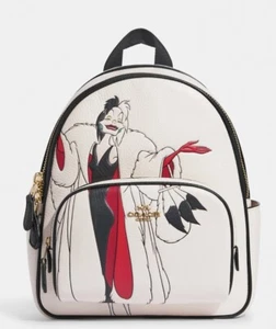 NWT Coach CC158 Disney X Coach Mini Court Backpack With Cruella Motif Chalk Mult - Picture 1 of 4