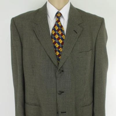 44R Daniel Hechter Beige Negro Cuadros Lana 3 Botones Chaqueta Hombre Deporte - Imagen 1 de 4