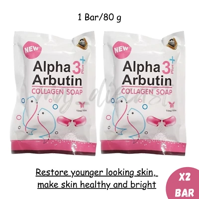2x Alpha 3 Plus Arbutin collagen Whitening Body Soap Skin Radiance Reduce Acne - Image 1 of 4