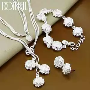 DOTEFFIL 925 Plata de Ley Rosa Flor Serpiente Cadena Collar Pulseras Pendiente - Imagen 1 de 6