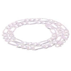 Collar de cadena de eslabones Figaro de plata de ley 925 maciza 8,5 mm 18" 27,2 gramos - Imagen 1 de 3