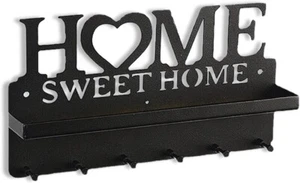 Key Holder for Wall, Metal Black Organizer Wall Mount, Key Racks Set Sweet Home - Picture 1 of 8