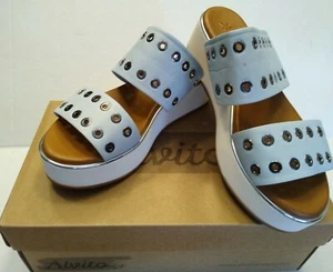 Alvito Sandals 37 (7) woman shoes Slip on Blue New W/Box Orig $129 Comfortable - Picture 1 of 4