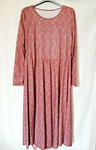 Vintage Full Length Prairie Dress Cottagecore Dusty Pink and Grey Print Size 16 - Picture 1 of 5
