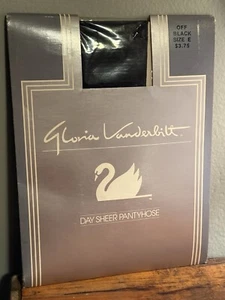 Vintage Gloria Vanderbilt Hosiery Sissy Gay Size E Pantyhose Plus Size Off Black - Picture 1 of 6