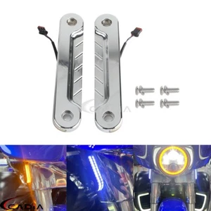 Luz indicadora de señales de giro DRL horquilla billet LED para Harley Street Glide Touring - Imagen 1 de 12
