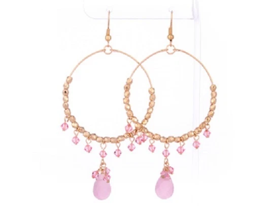  СЕРЬГИ 2 «обручи розы / розовый кристалл 2» обруч пирсинг проволоки серьги - Изображение 1 из 1