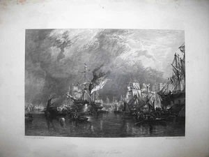 MARINE, Hafen von LONDON, Originalgravur Mitte 19. Jahrhundert - Bild 1 von 1