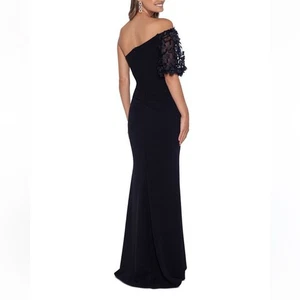 Club L London One Shoulder Black Formal Maxi Gown with Lace Overlay size 6 - Picture 1 of 8