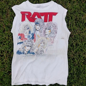 Vintage 1985 RATT Invasion Tour Shirt XL | Sleeveless Band Tee Distressed Rare - Bild 1 von 10