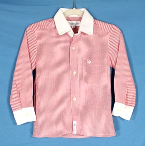 VTG CHRISTIAN DIOR JEUNE HOMME Red Pinstripe Button-Up LITTLE BOYS Dress Shirt 4 - Picture 1 of 5