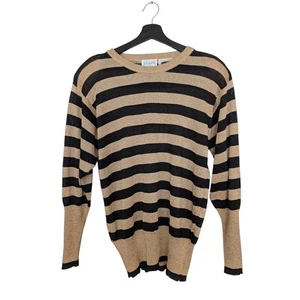Vintage Levante Sport Marc Shale Glitter Long Sleeve Stripe Sweater - Picture 1 of 5