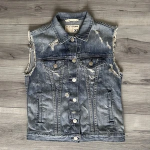 Rag & Bone /JEAN Distressed Denim Vest Size XS Women's Cut Off Raw Hem Pockets - Picture 1 of 7