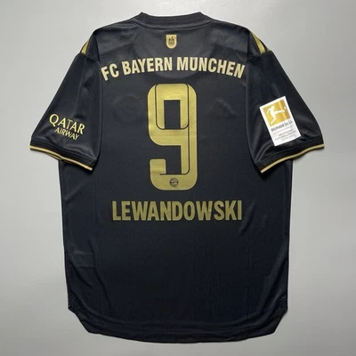 BAYERN ADIDAS 2021/2022 FOOTBALL AWAY JERSEY #9 LEWANDOWSKI SIZE “8” GR0480 - Image 1 of 4