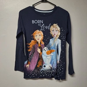Disney Frozen II Shirt Girls XL 14 16 Long Sleeve Blue Princess Anna Olaf Elsa - Picture 1 of 7