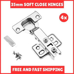 4X TOP Quality Full Overlay 35mm Soft Close Hinges Kitchen Cabinet Cupboard Door - Picture 1 of 13