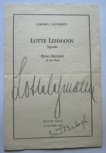 Lotte Lehmann & Erno Balogh signed handsigniert Vintage Opernprogramm - Bild 1 von 2