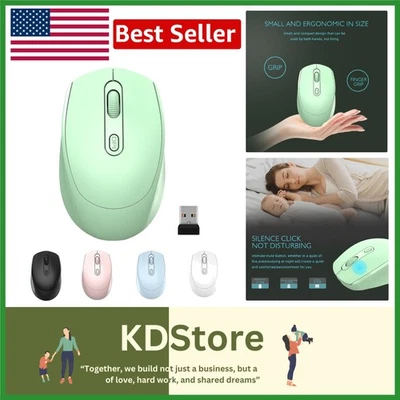 Wireless 2.4G Silent Optical Mouse for Laptop PC Mac USB Nano Receiver Green - Image 1 of 4