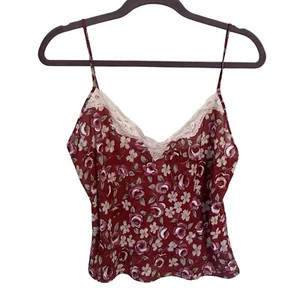 Victoria's Secret Vintage Red Floral Satin Lace Cami Tank Top Baby Doll Medium - Picture 1 of 8