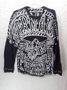Armani Exchange Men's Sz XL Black Waffle knit Spellout White Bold Design Peru - Picture 1 of 5
