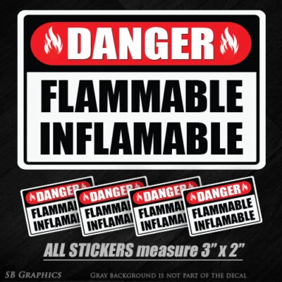 SILVERBIRD GRAPHICS Flammable Danger Vinyl Sticker Fire Safety Label Warning Caution Liquid 5 pack