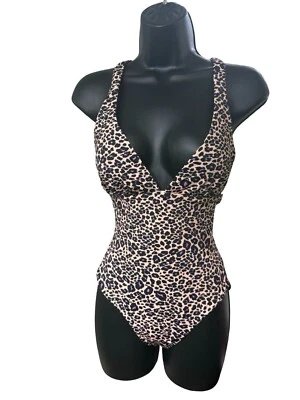 NUEVO CON ETIQUETAS PHAX Traje de Baño de Una Pieza Estampado de Guepardo Espalda Entrecruzada Talla M Foto 1 de 4