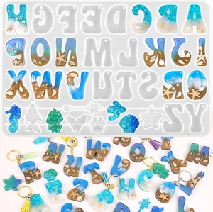Alphabet Keychain Molds with Hole, Resin Letter Number Molds for Keychain Jewelr - Picture 1 of 12