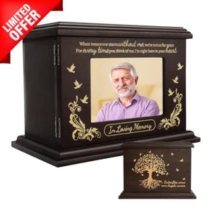 Cremation Memorial Urns for Human Ashes Funeral Adult Male Wooden Picture Frame - Picture 1 of 7