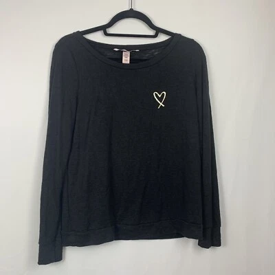 Victoria Secret Womans Semi Sheer Top Black Size Small Long Sleeve - Изображение 1 из 4